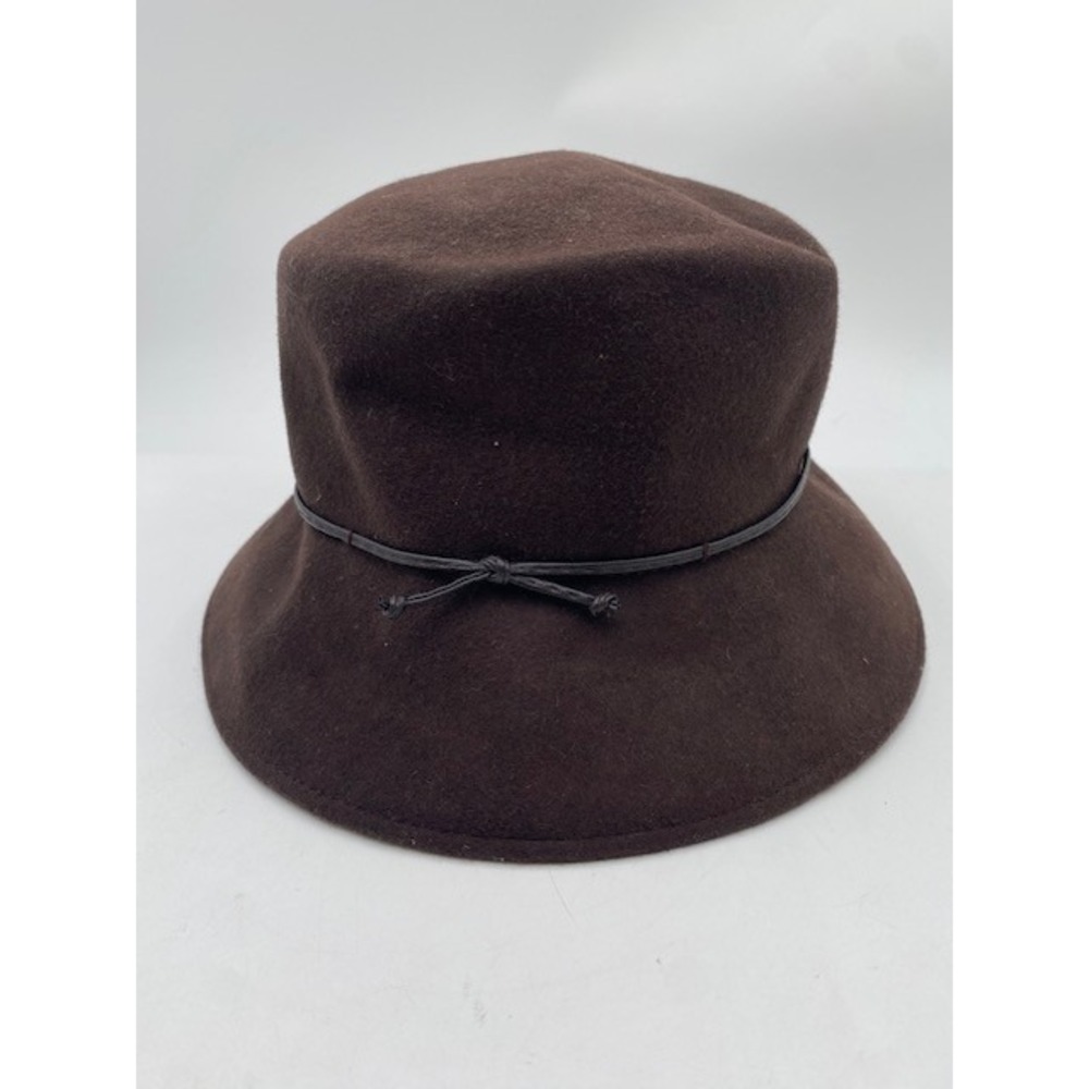 Unbranded 100% Wool Felt Bucket Hat Women Large Brown Cord Detail Winter Fall